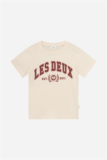 Les Deux University T-shirt - ljus elfenben/bränt röd